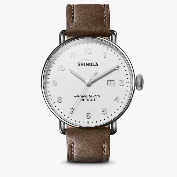 Shinola Canfield 43mm with Chestnut Brown Leather Strap